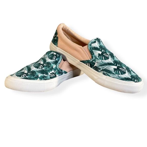 Serra Tropical Print Slip-On Sneakers Womens Size 8 Two Tone Canvas Style Loafer - Picture 3 of 8